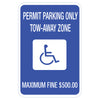 Permit Parking Only Tow-Away Zone Sign (Georgia)