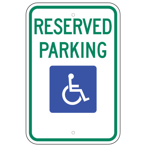 Reserved Parking, with Handicap Symbol Sign (Space for Arrow)