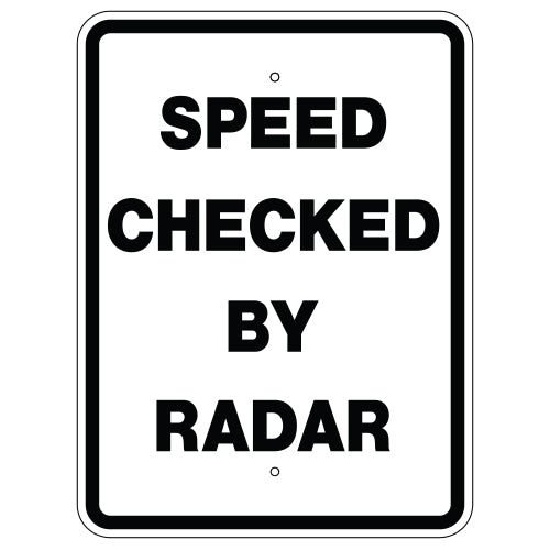 Speed Checked by Radar Sign