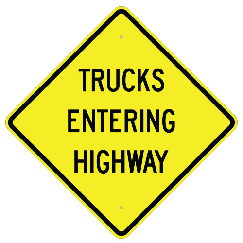 Trucks Entering Highway Sign