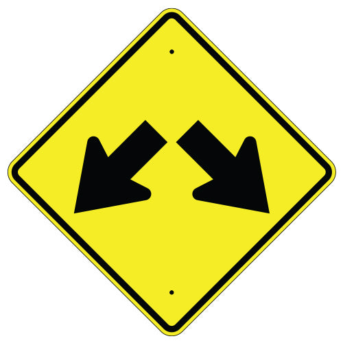 Two Downward Diagonal Arrows Sign