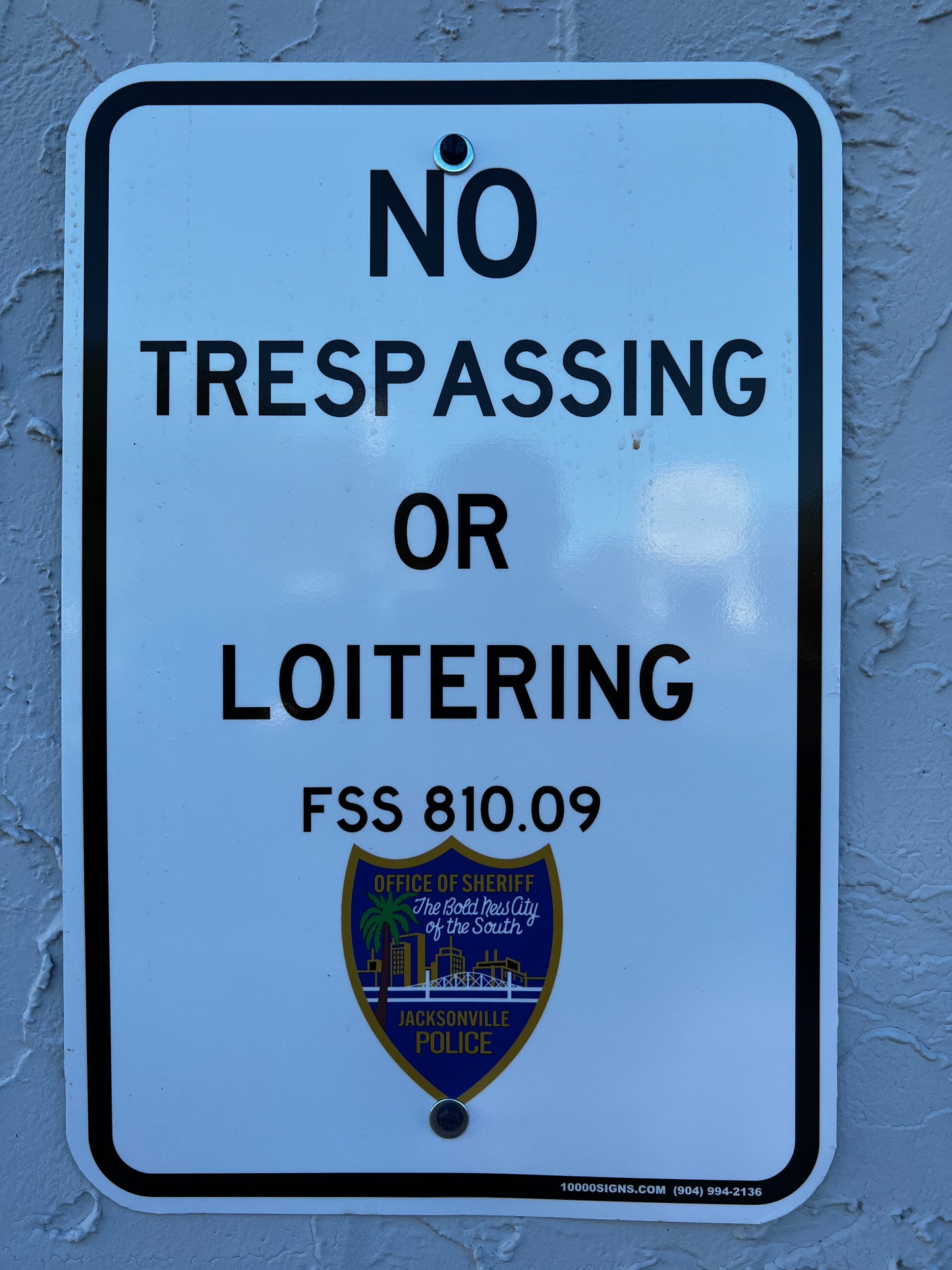Jacksonville Sheriff's Office JSO No Trespassing Sign 12 x 18