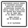 Unauthorized Vehicles Will Be Towed Sign (California)