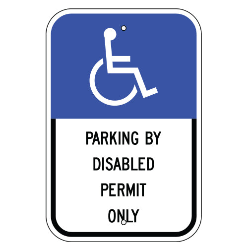 Handicap Symbol, Parking by Disabled Permit Only Sign (Florida)