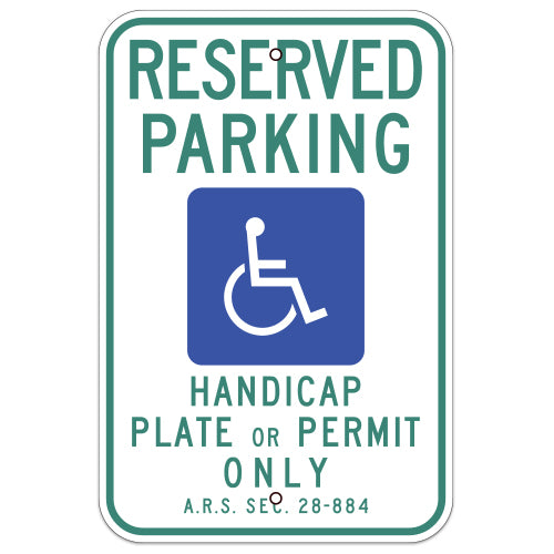 Reserved Parking, with Handicap Symbol Sign (Arizona)