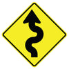Left Winding Road Arrow Sign