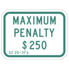 Maximum Penalty $250 Sign (North Carolina)