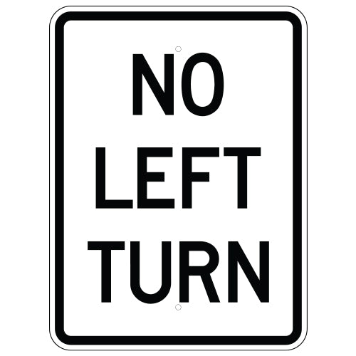 No Left Turn Sign (Vertical)