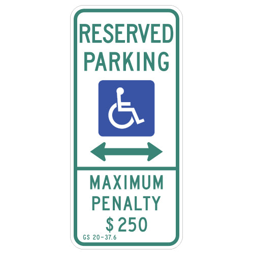 Reserved Parking, with Handicap Symbol & Arrow Sign (North Carolina)