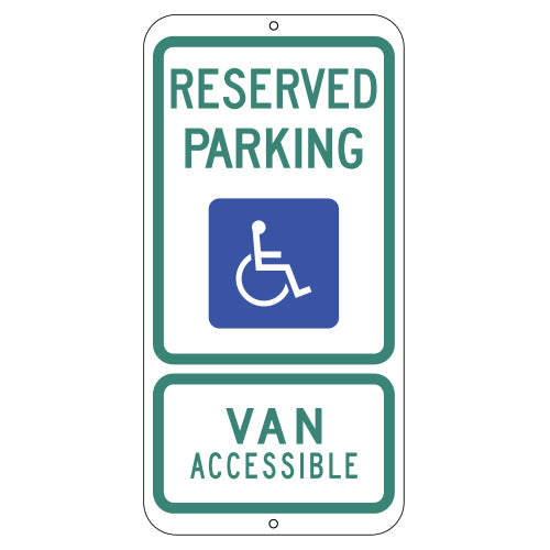 Reserved Parking, Handicap Symbol Van Accessible Sign (Texas)