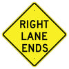 Right Lane Ends Sign