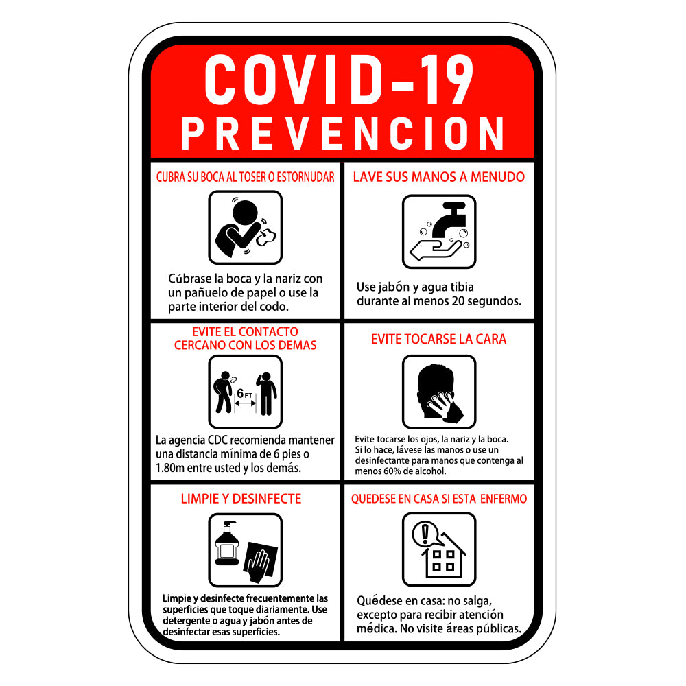 COVID-19 Prevention Sign - Spanish