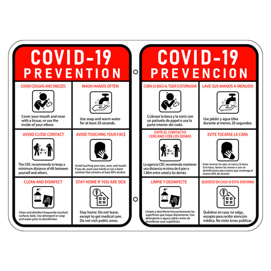 COVID-19 Prevention Sign - Bilingual