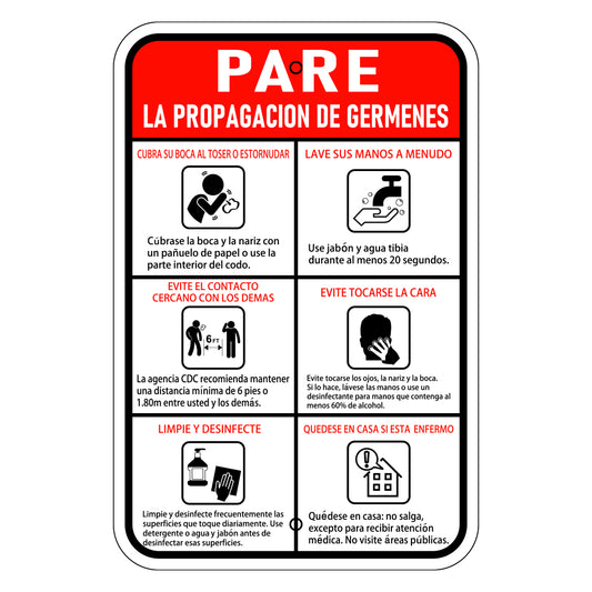Stop the Spread of Germs Sign - Vertical - Spanish