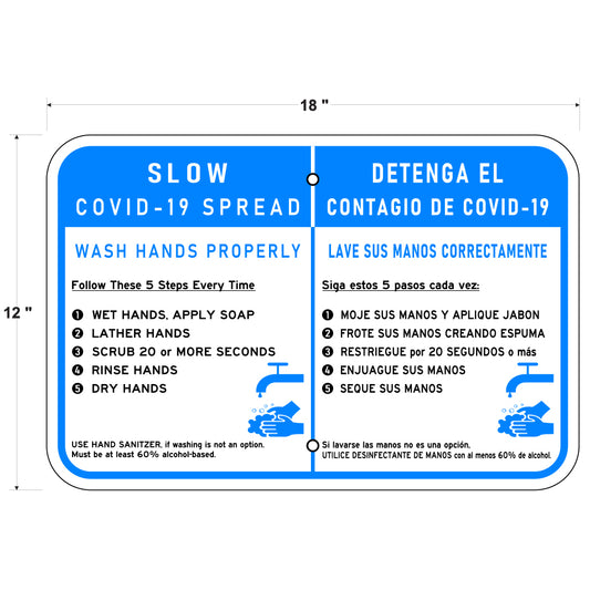Slow the Spread of COVID-19 Hand Washing Sign - Bilingual