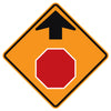 Stop Ahead Symbol Sign, Orange