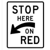 Stop Here On Red Sign (curved arrow)