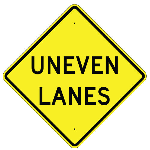 Uneven Lanes Sign