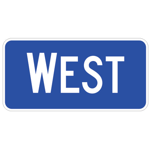 West Directional Auxiliary Sign, Blue