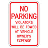 No Parking Violators Will Be Towed Sign