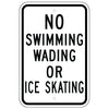 No Swimming Wading Or Ice Skating Sign