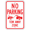 No Parking Tow Away Zone, Tow Truck Symbol Sign